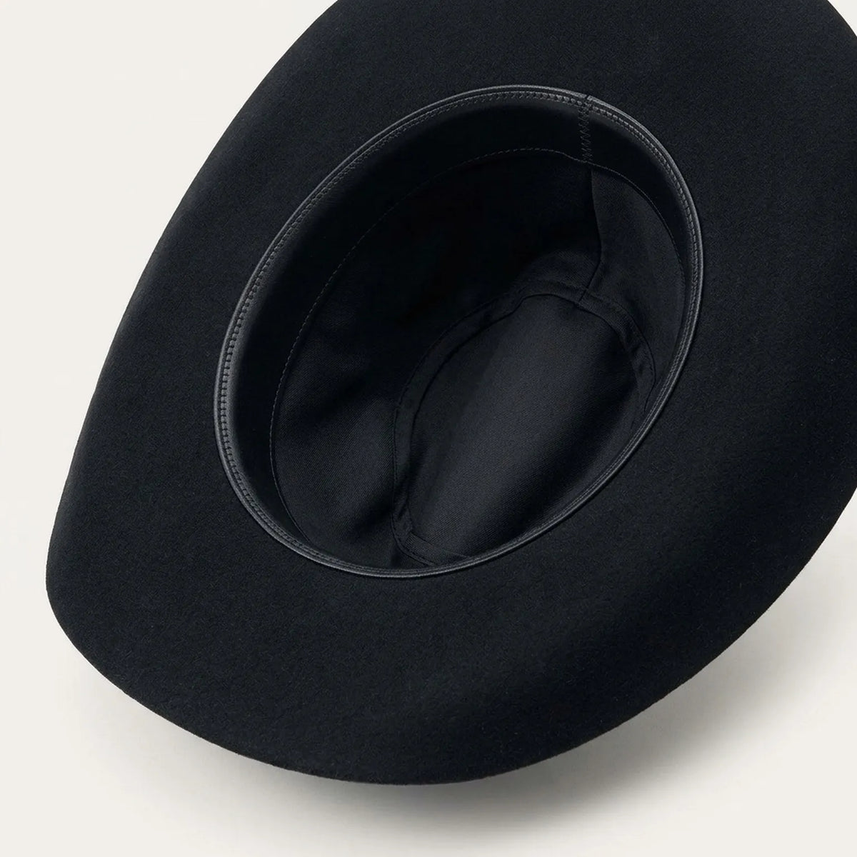 Black Felt Cowboy Hat with Layered Grosgrain Band and Curved Brim