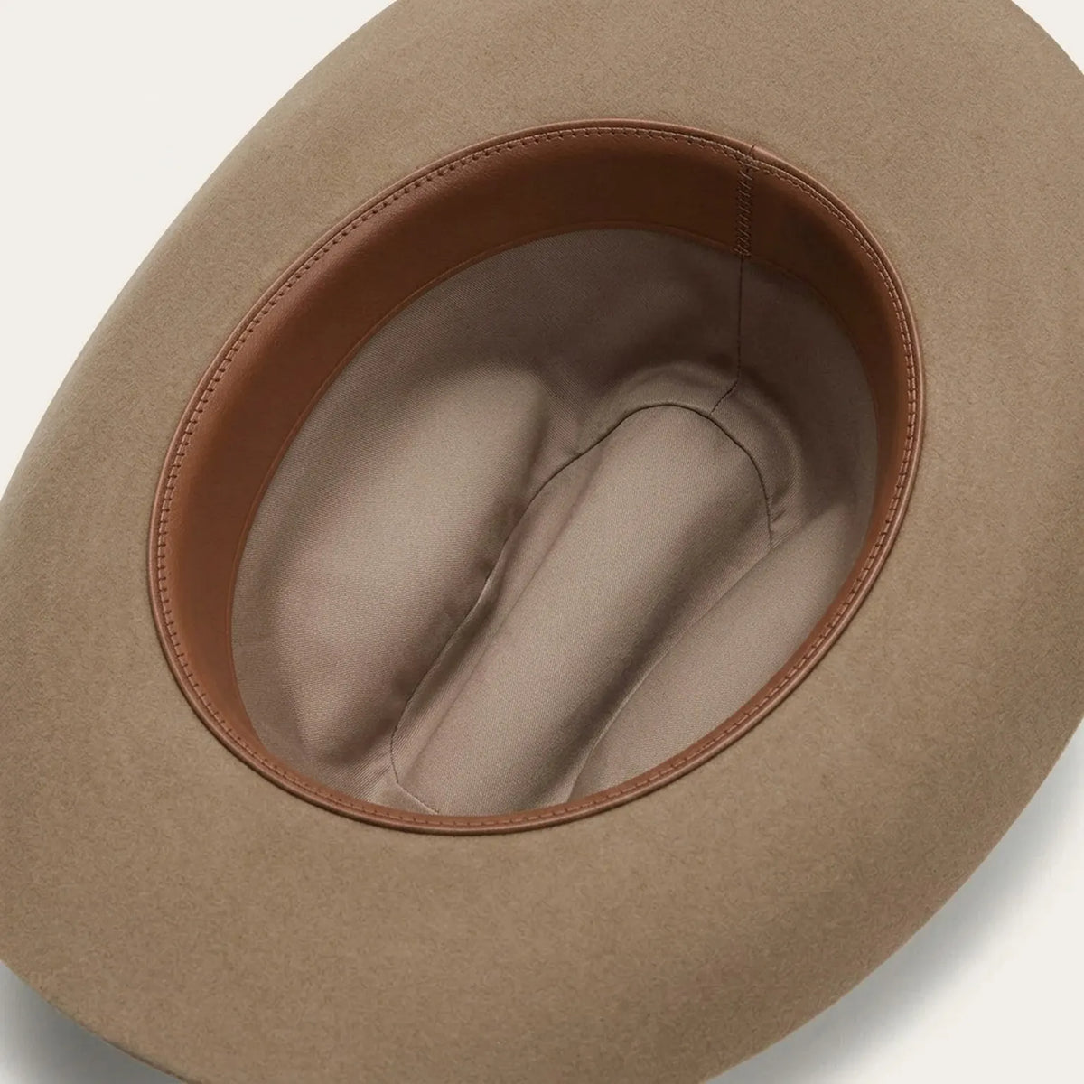 Beige Wool Felt Cowboy Hat with Ribbon Band and Feather Accent