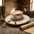 Distressed Cream Felt Fedora Gold Cord Band Knot Tassel