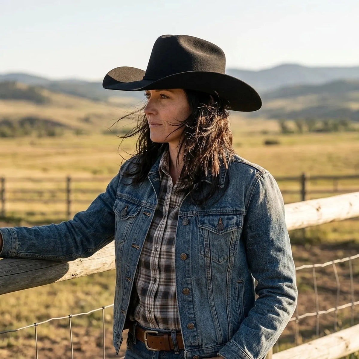 Black Felt Cowboy Hat With Simple Crown and Band