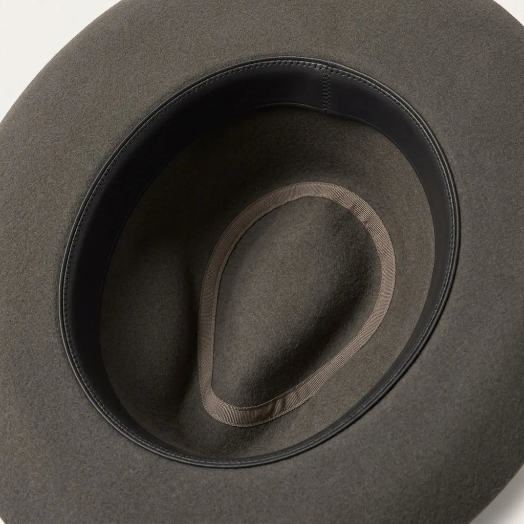 Unisex Gray Wool Felt Western Hat with Feather Band