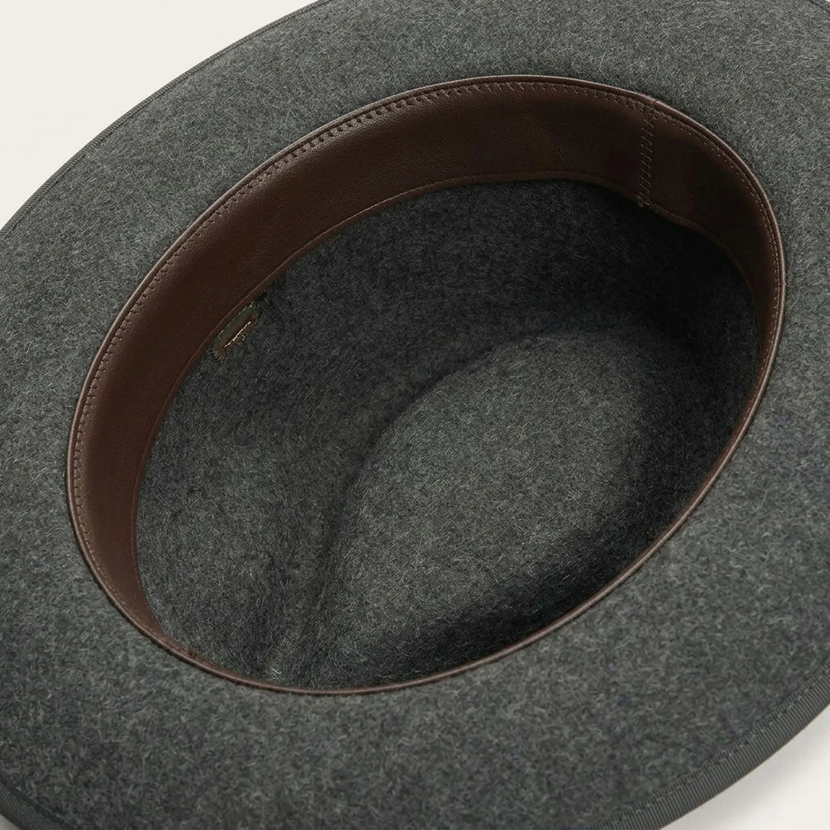Heather Gray Felt Fedora with Grosgrain Band and Feather Detail