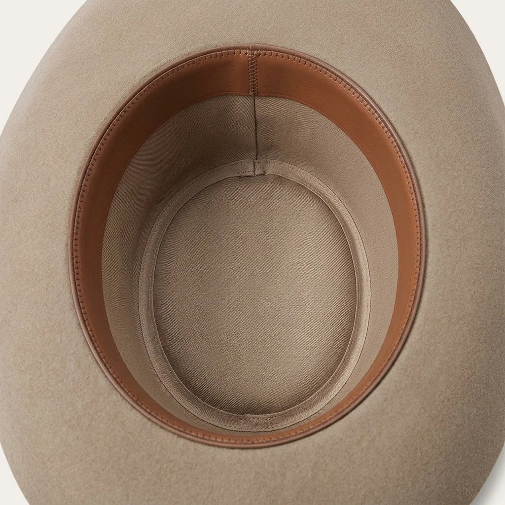 Tan Wool Felt Western Hat with Leather Band and Metal Concho Trim