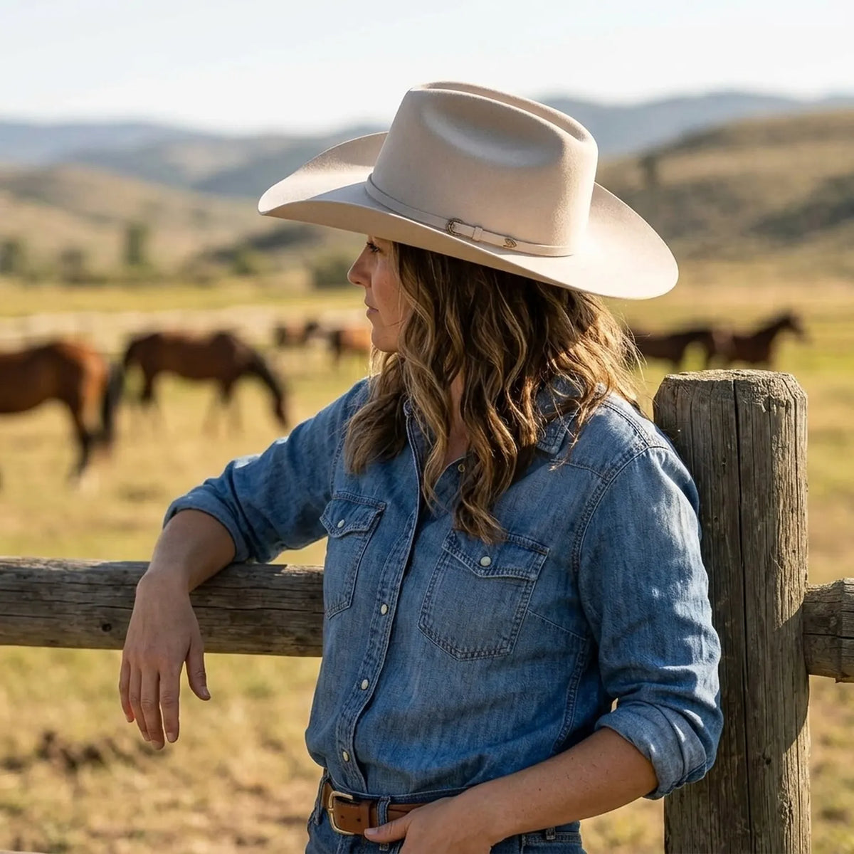 Ivory Wool Felt Cowboy Hat with Matching Band and Pin