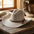 Light Gray Wool Felt Cowboy Hat with Braided Leather Band