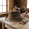 Distressed Brown Wool Felt Cowboy Hat with Star Cutouts