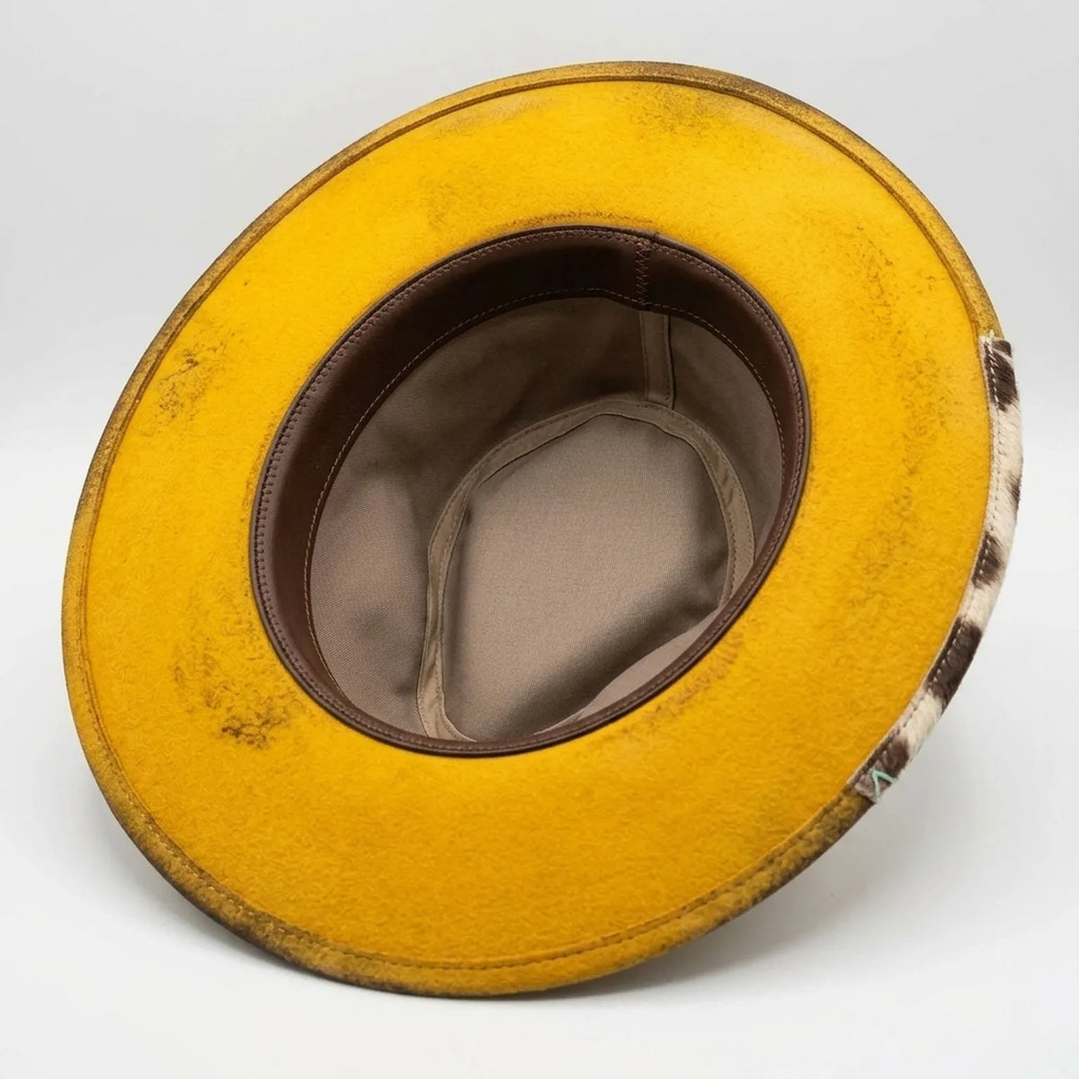 Yellow Western Hat with Cow Print Patch and Paisley Bandana Band