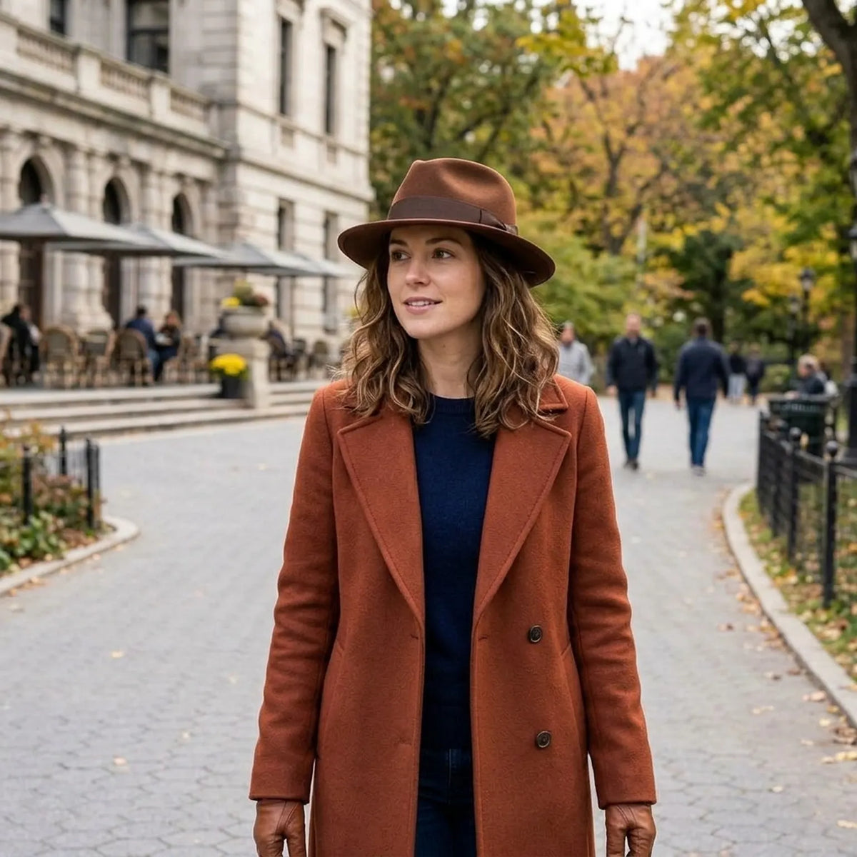 Chocolate Brown Wool Felt Fedora with Dark Ribbon Bow