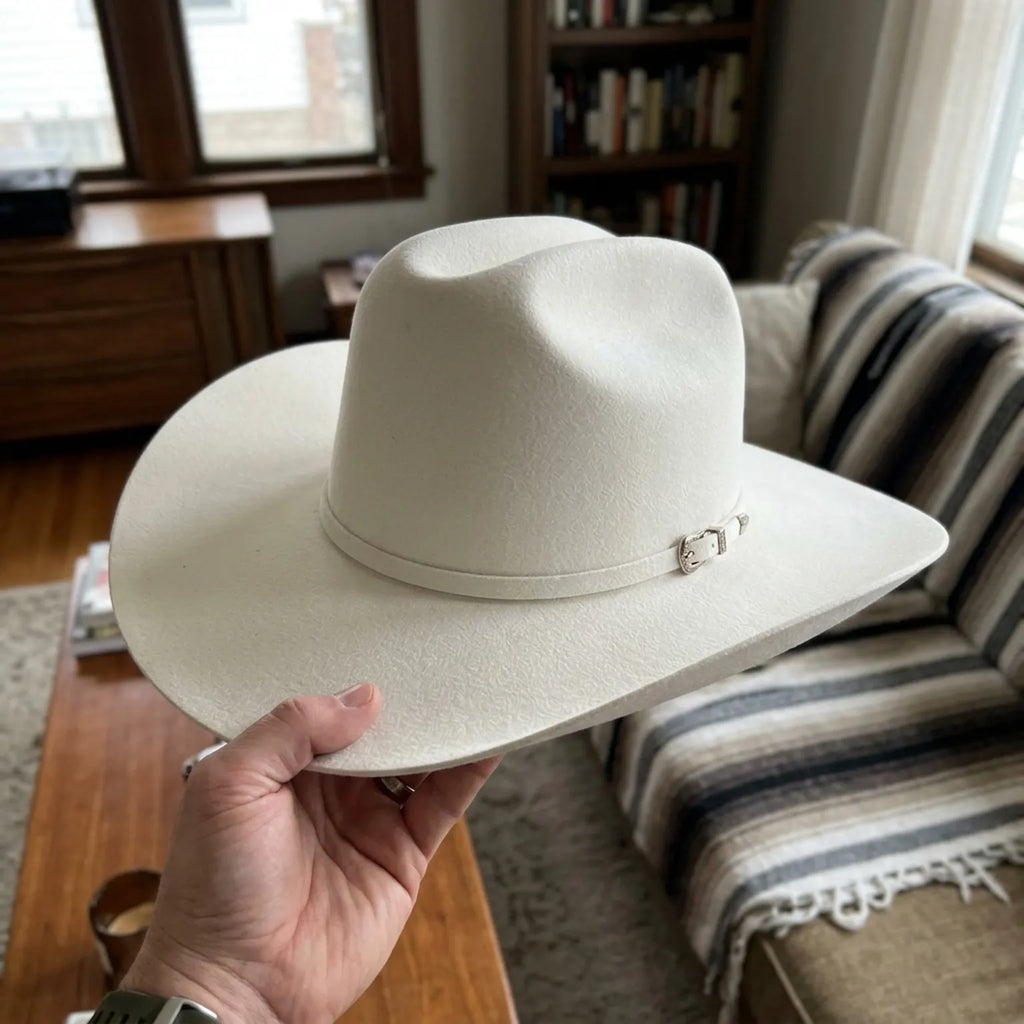 Unisex White Wool Felt Cowboy Hat for Festival Western Looks