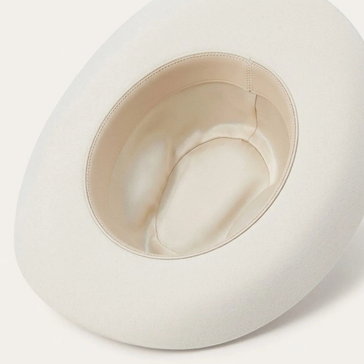 Cream White Felt Cowboy Hat with Tall Pinched Crown and Curled Brim