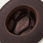 Dark Brown Felt Western Hat with Stitched Leather Hatband