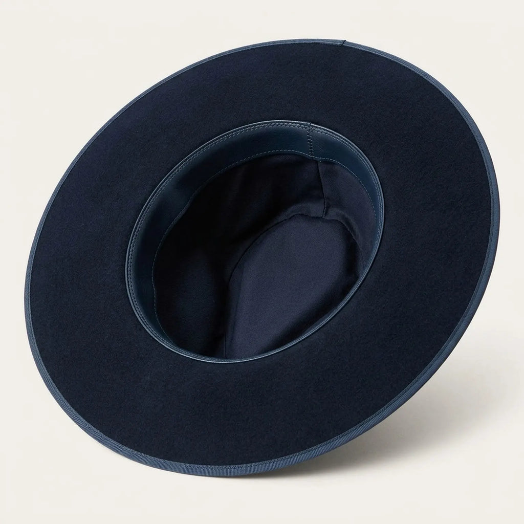Navy Wool Felt Fedora with Braided Rope Band and Tasseled Trim