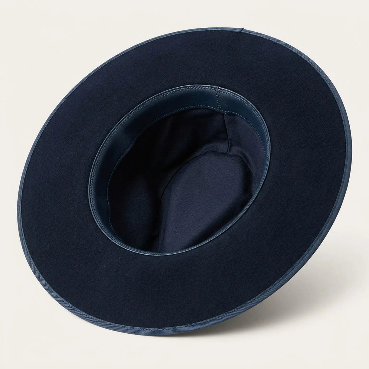 Navy Wool Felt Fedora with Braided Rope Band and Tasseled Trim