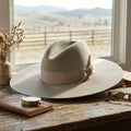 Light Gray Wool Felt Floppy Hat with Grosgrain Band and Feather