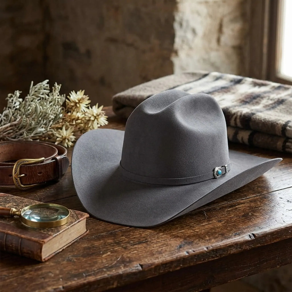 Charcoal Grey Felt Cowboy Hat with Classic Western Style