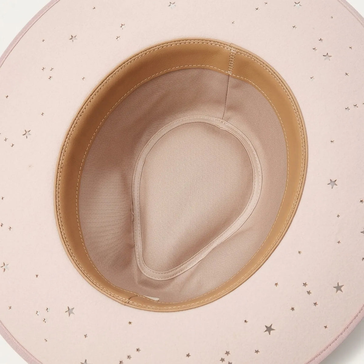 Blush Pink Wide Brim Felt Hat with Star Cutouts and Tassel