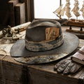 Gray Explorer Fedora Map Band Vintage Cards Chain Traveler Hat