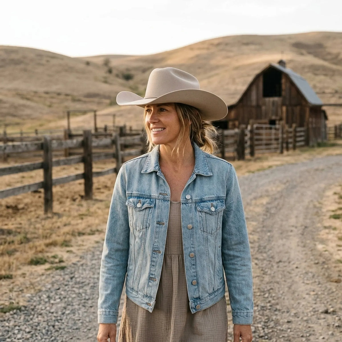 Camel Felt Cowboy Hat with Pinched Crown and Curved Brim