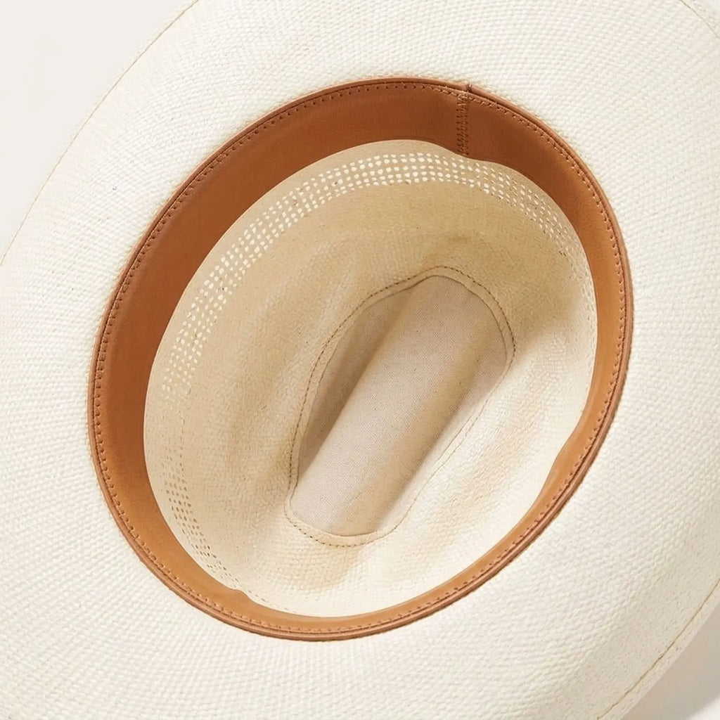 Cream Straw Western Hat with Vented Crown and Diamond Stud Band