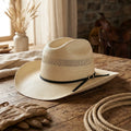 Natural Straw Cowboy Hat with Perforated Crown