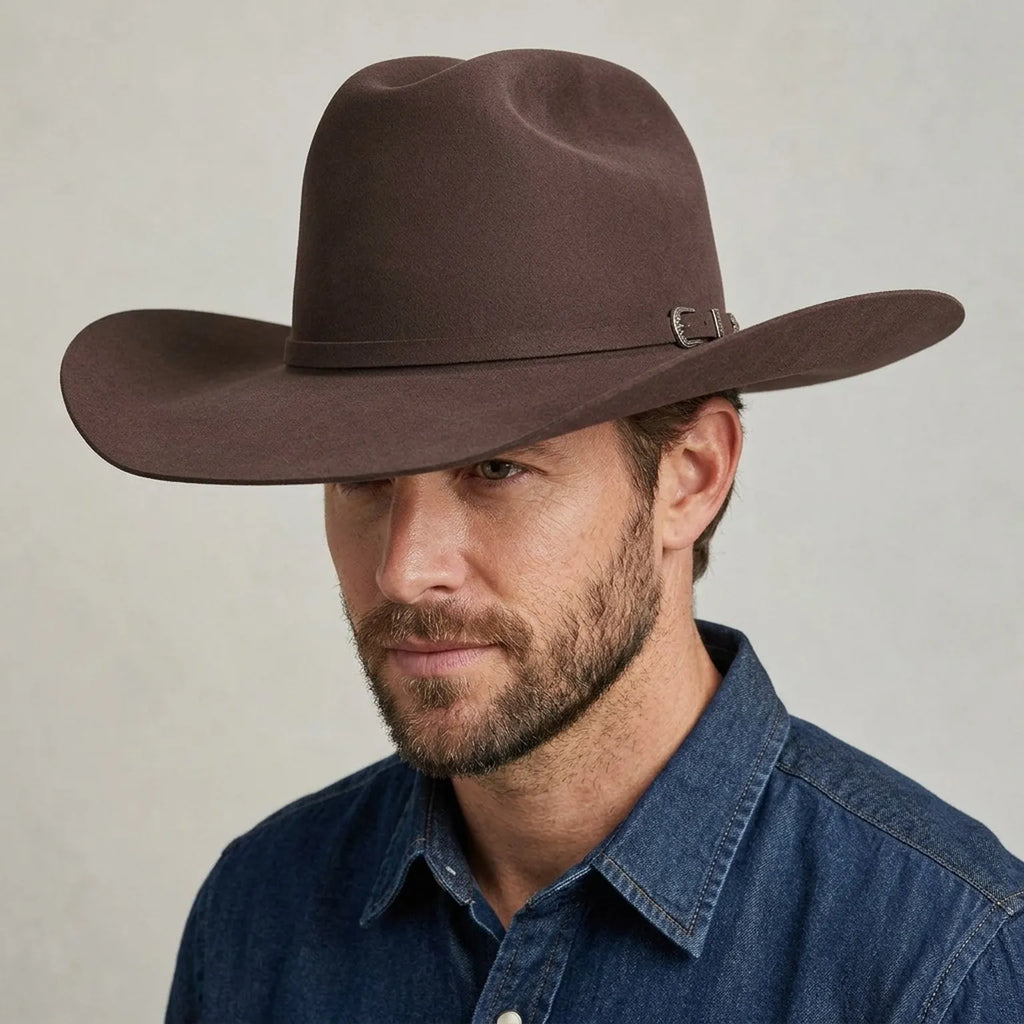 Classic Brown Wool Felt Cowboy Hat for Unisex Western Wear