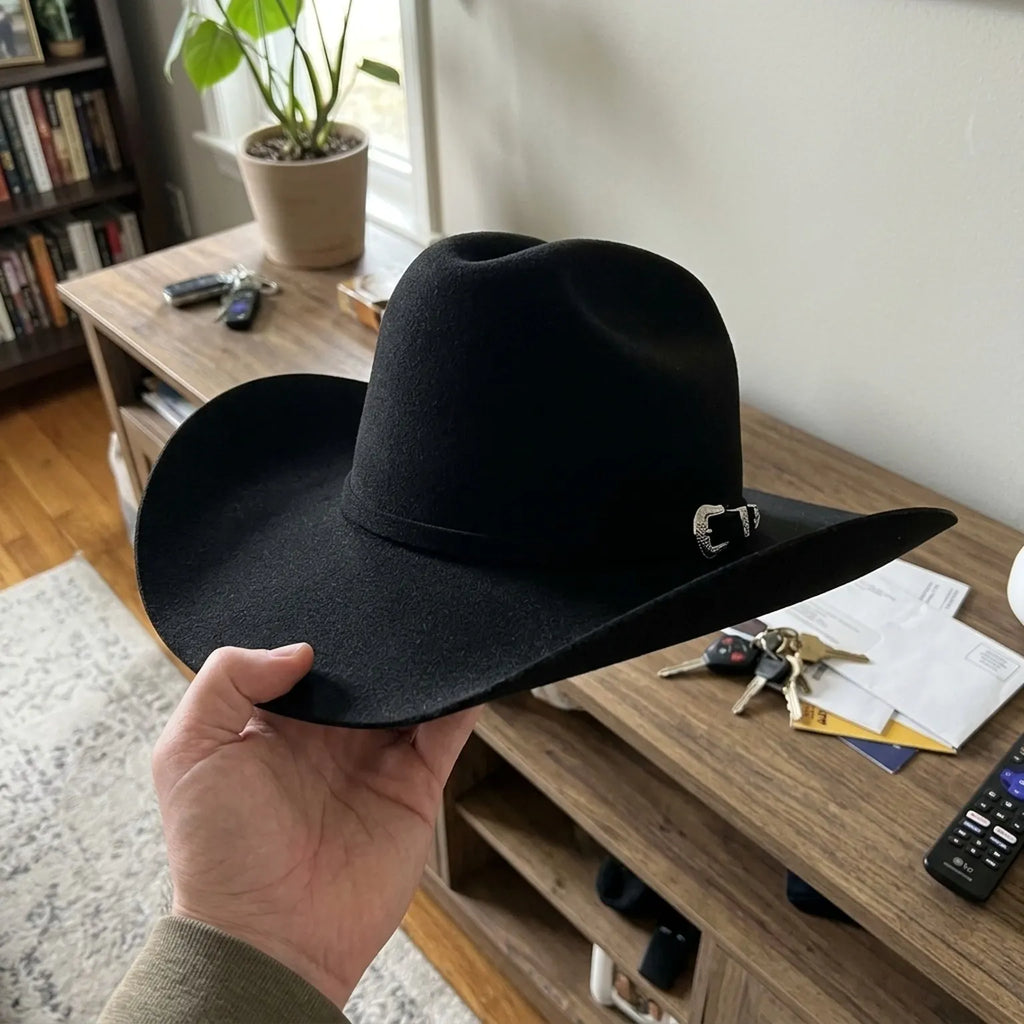 Black Cowboy Hat With Sleek Crown and Classic Band