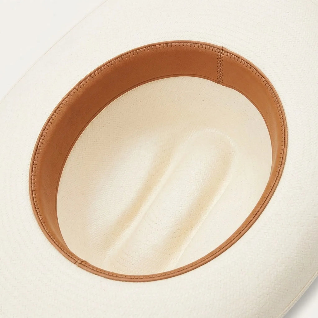 Unisex White Felt Cowboy Hat Studded Leather Band Wide Brim