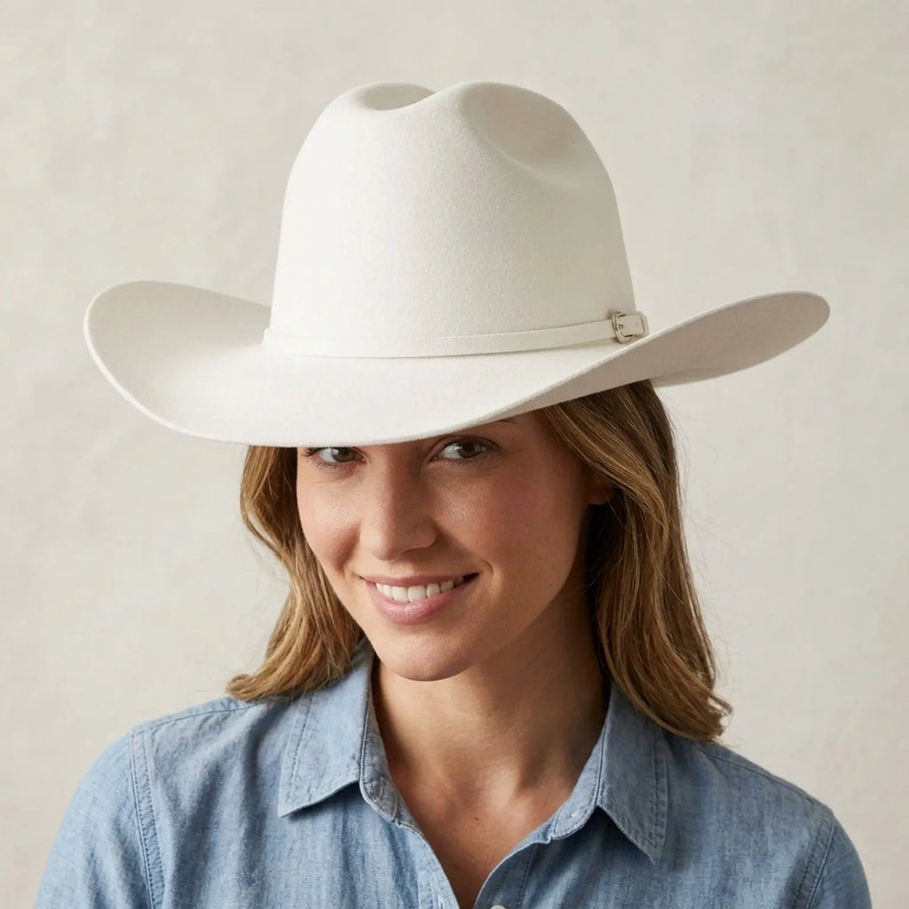 Unisex White Wool Felt Cowboy Hat for Festival Western Looks