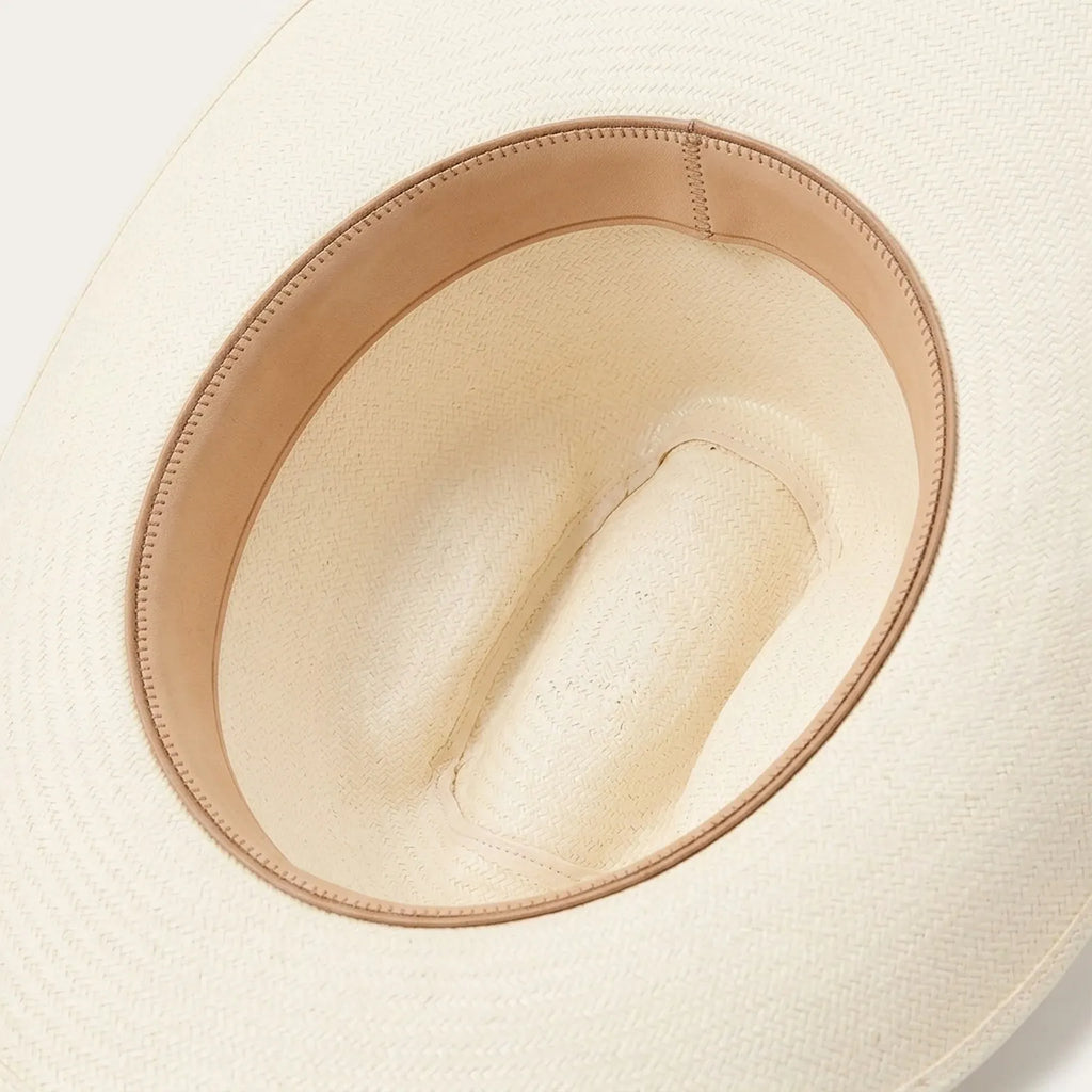 Cream Straw Cowboy Hat with Braided Leather Hatband Detail