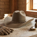 Unisex Tan Wool Felt Cowboy Hat with Braided Band