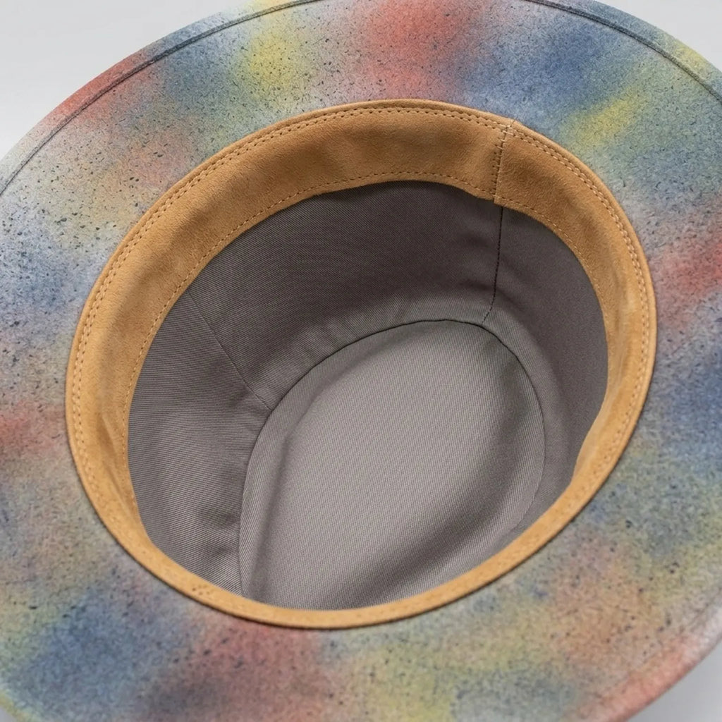 Multicolor Tie Dye Fedora with Jack Daniels Card Bullet and Chain