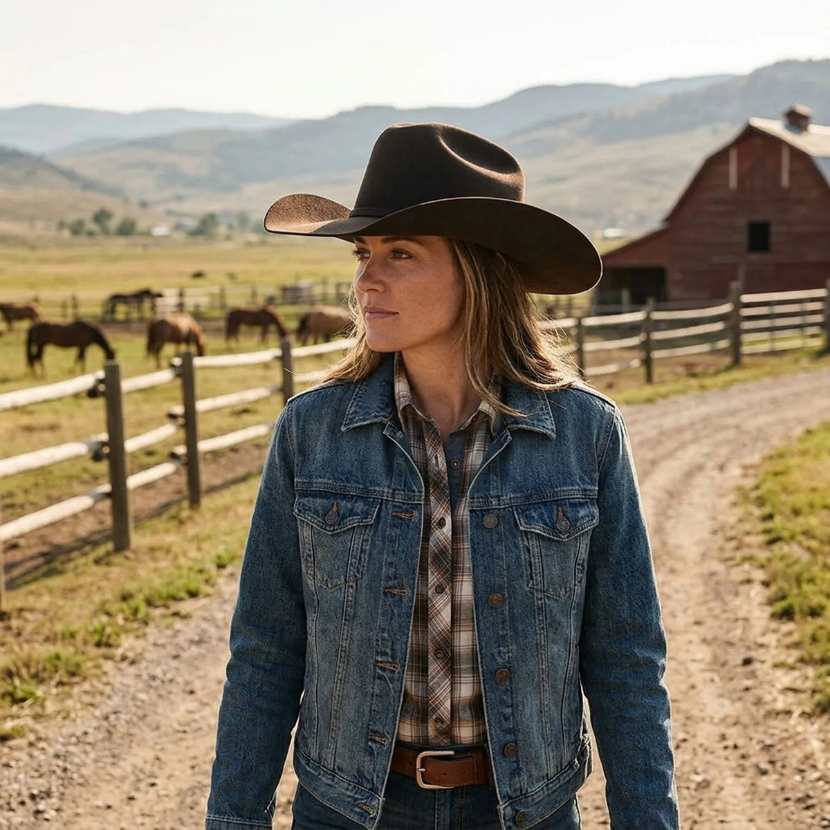 Dark Brown Felt Cowboy Hat with Pinched Crown and Curved Brim