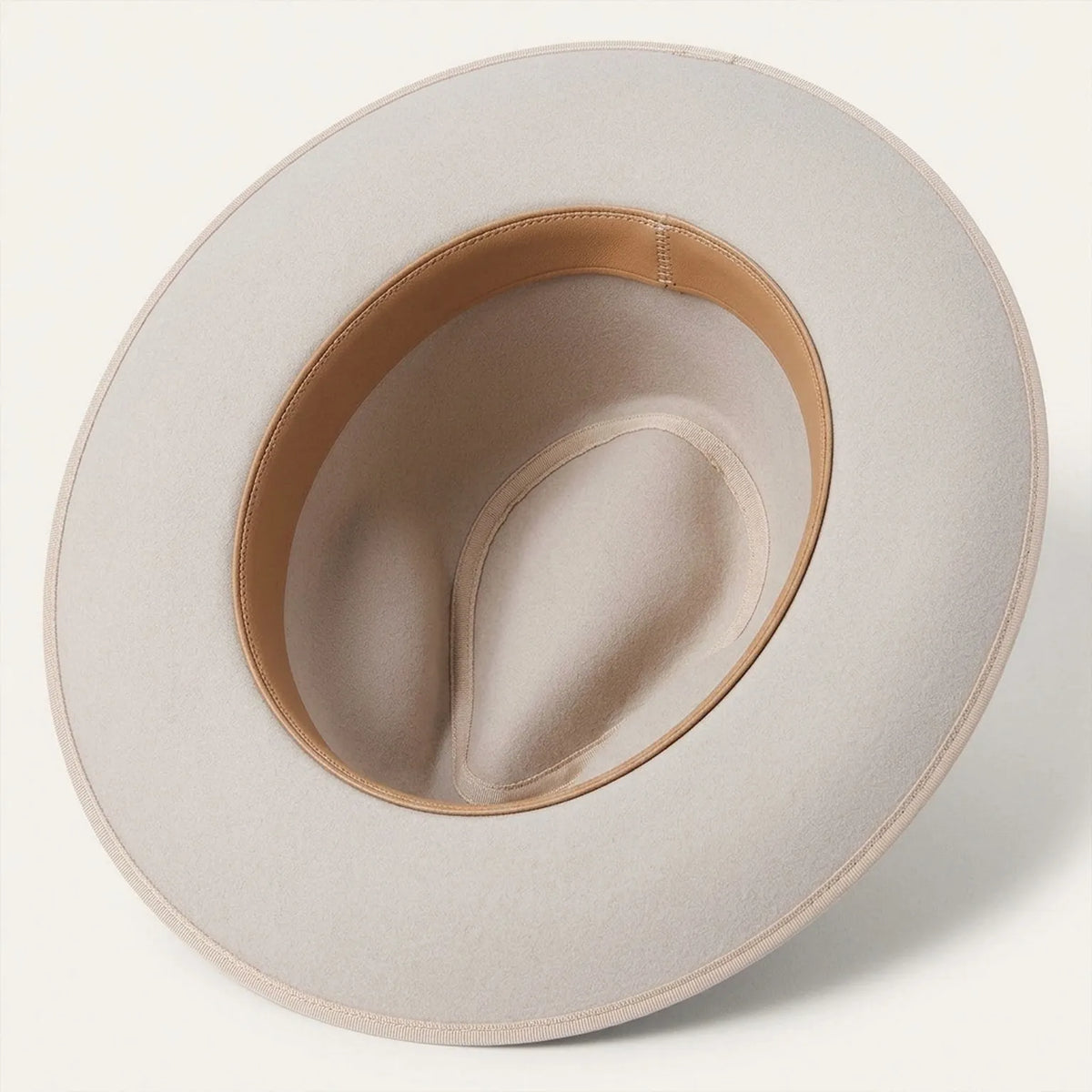 Light Grey Felt Fedora Hat with Grosgrain Ribbon Bow Trim