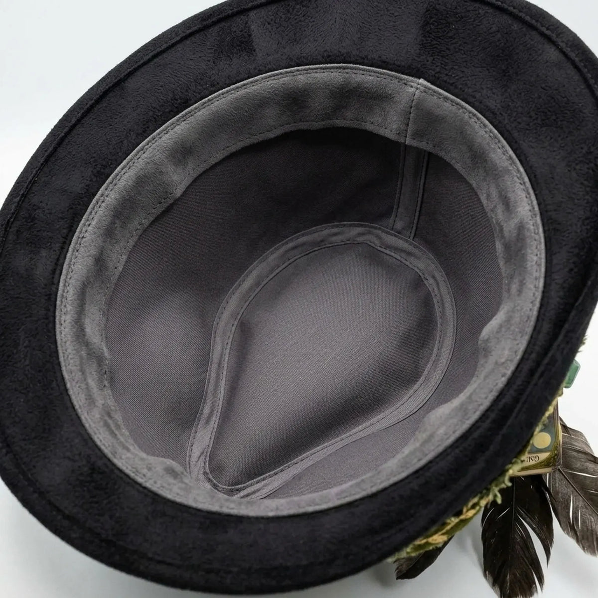 Black Fedora with Velvet Ribbon and Moonflower Seed Packet